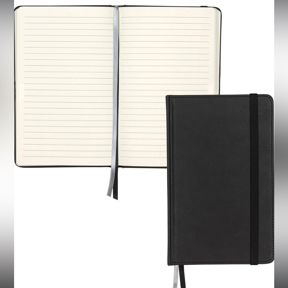 Samsill Classic Hardcover Notebook, 240 Lined Pages, Black, 5.25 x 8.25 Inch